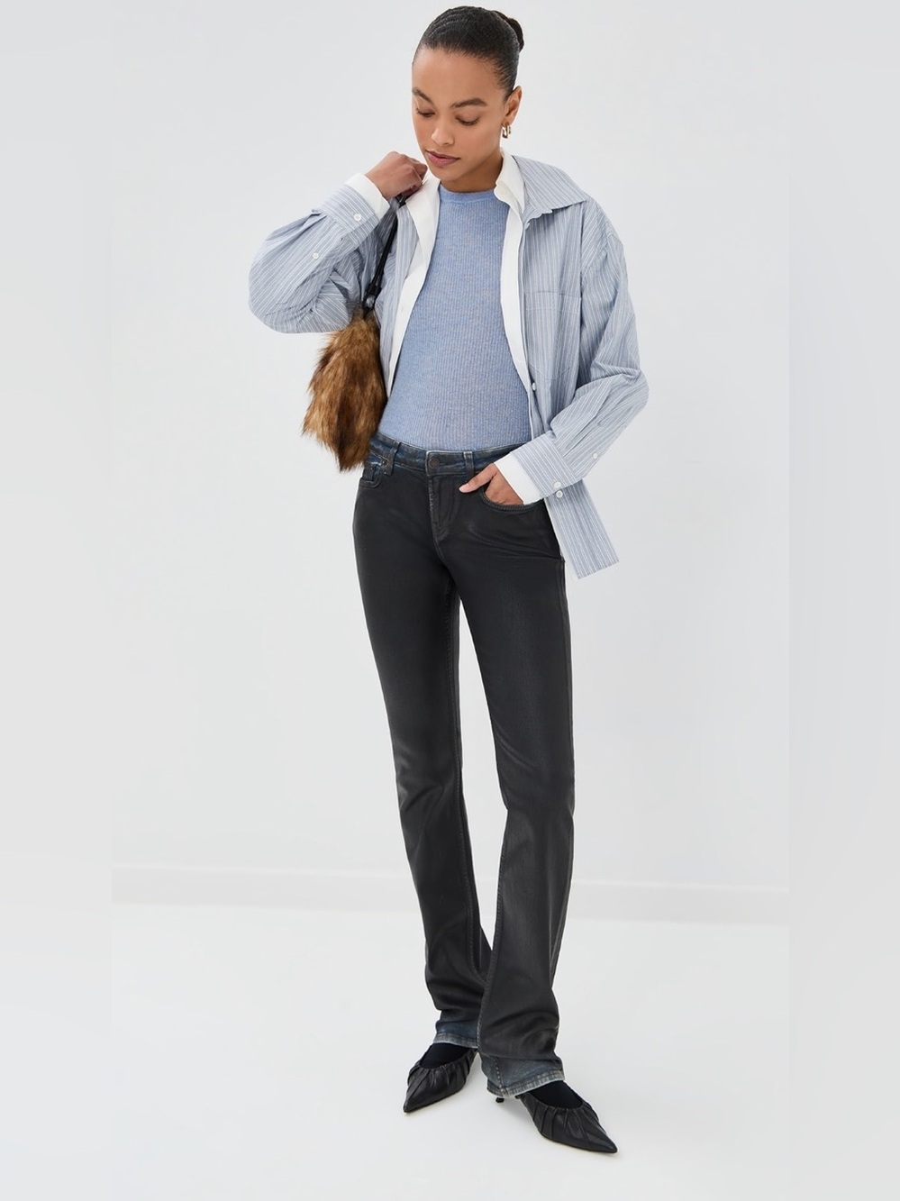 Acne Studios 2013 Stretch Charcoal Leather Finish Pants